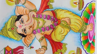Ganpati bappa celebrating Diwali festival/ How to draw a beautiful Ganesha/ Diwali special drawing