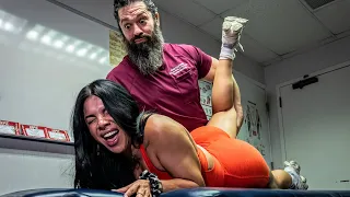 Colombian Fitness Competitor Gets Stretched Out By Massage Therapist and Chiropractor
