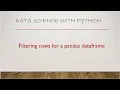 Filtering Rows Pandas Dataframe