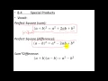 Glencoe Algebra 1 - Special Products