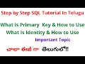 SQL Primary Key Identity in Telugu SQL Full Course in Telugu Primary Key Identity in SQL