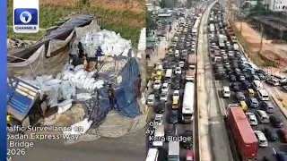lagos ibadan expressway pedestrians motorists stranded due to multiple accident