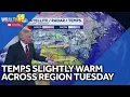 Not as cold on Tuesday in Baltimore area