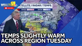 Not as cold on Tuesday in Baltimore area