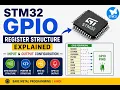 STM32 GPIO Register Structure Explained Input Output Configuration Bare Metal Hindi