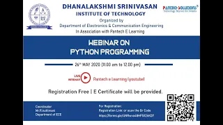 Python Basics Webinar On Python Programming DSIT Trichy Pantech e learning
