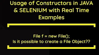 Usage of Constructors Default Constructor Parameterized Constructor Java Selenium WebDriver