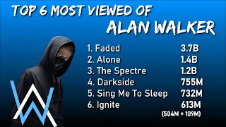 top 6 most viewed of alan walker alan walkers most viewed youtube videos