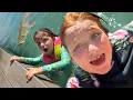 PiRATE iSLAND PARTY before X-GAMES Water Slide with A for Adley jump pads Crazy Tricks at xgames
