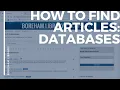 How to Find Articles Databases