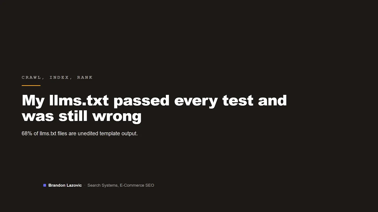 Video thumbnail: My llms.txt was wrong for 13 days and nothing caught it