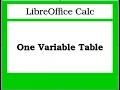 One Variable Table