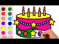 How to Draw Birt ay Cake Drawing - Coloring For Kids