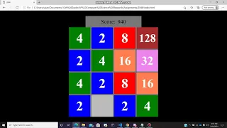 2048 game using HTML CSS and Javascript