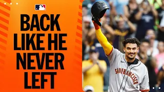 Willy Adames HOMERS on the first pitch he sees in his return to Milwaukee