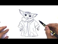 How to draw and color baby yoda - Baby yoda coloring page