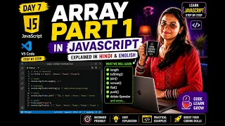 JavaScript Tutorial Array Methods length toString join concat flat push Hindi English