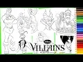 Disney Villain Compilation MALEFICENT JAFAR URSULA GASTON EVIL QUEEN Coloring Pages for kids