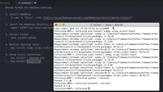 Install ML Tools on Mac Installing tensorflow scipy numpy matplotlib and python3 7