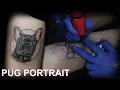 HOW TO TATTOO a Pug portrait tattoo memorial Real Time Lapse