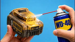 don t throw away your old drill batteries just yet use wd 40 and watch what happens 