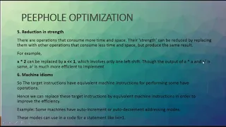 CS304 Peephole Optimization Code Generation and Optimization in Compiler Design