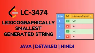 Lexicographically Smallest Generated String Leetcode 3474 Java Hindi