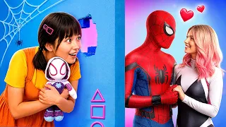 Spider-Gwen Makeover! Nerd Girl Becomes Gwen Stacy & Meets Spider-Man