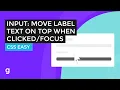 How To Move Placeholder or Label Text Above the Input on Focus EASY