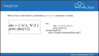 Name Error And Key Error Exception In Python Python Tutorial For Beginners In Hindi