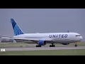 UA80 New livery N656UA United Airlines Boeing 767-322 ER Takeoff Manchester To Newark 2020