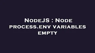NodeJS Node process env variables empty