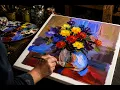 Americana Artist Steve Penley Paints Flower Vase on Canvas