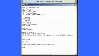 PLSQL08 Select statements in a PL SQL block Hands On
