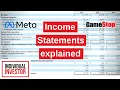 Income Statement explained with Facebook and GameStop 10-K forms