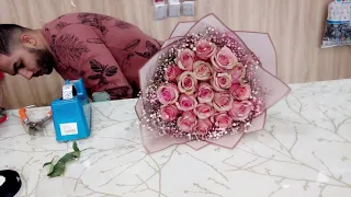 تنسيق بوكيه ورد طبيعي بشكل جميل وسريع Easy Way To Make Flowers 