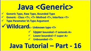 Java Generic Type Parameter Argument Wildcard Upper Lower bounded Java Tutorial - Part