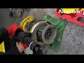 Amerbm Spring Compressor Tool Interchangeable Fork Strut Coil Extractor Tool Set with Safety Guard