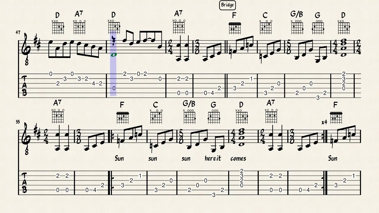 Here Comes The Sun - The Beatles | Easy Guitar TAB Here Comes The Sun - The Beatles | Easy Guitar TAB
