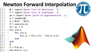 Newton Forward Interpolation MATLAB code Short Easy Explanation