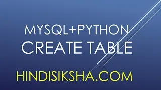 MySQL Python Creating tables and entering data using python MySQL connector in Hindi