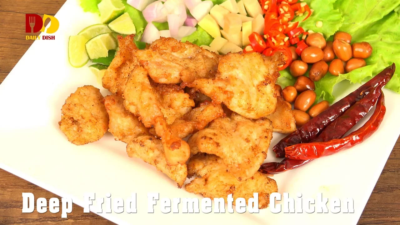 Deep Fried Fermented Chicken   Thai Food   Naem Gai Tod   