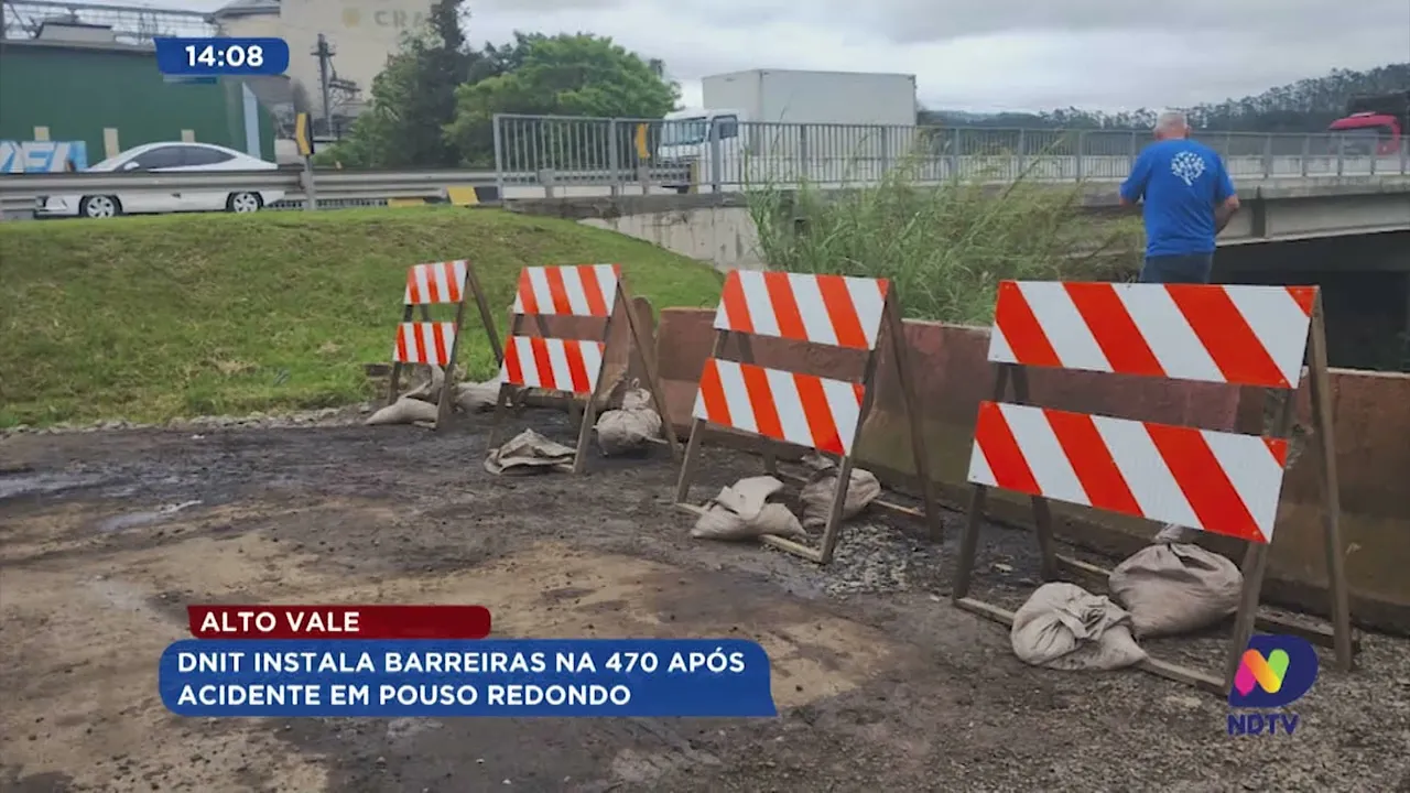 Alto Vale: DNIT instala barreiras na BR-470 após acidente em Pouso Redondo