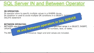 Chapter 15 - IN and Between operator in SQL Server