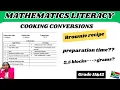 Cooking conversions Maths Literacy Measurements Imperial to Metric