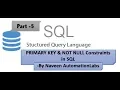 What is PRIMARY KEY NOT NULL Constraints in SQL - Part 5