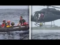 Brave Water Rescue Dog Jumps Out Of Helicopters To Save People