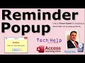 Timer Event for Reminders Display a Popup Form in Microsoft Access at Regular Timed Intervals