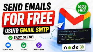 How to Send FREE Emails in Node js using Gmail SMTP Easy Setup 2026 FREE Email API