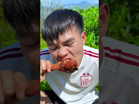 Chicken thighs spicy? #funny #mukbang